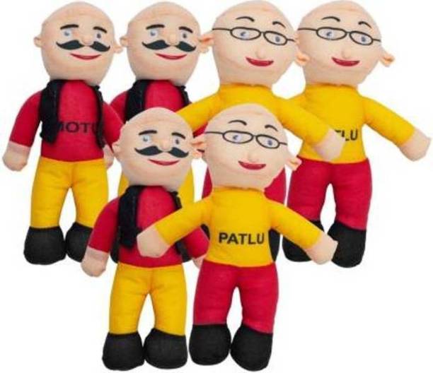 Nihan Enterprises Jodi Of Motu Patlu Now In Soft Toy Form For Boy And Girl Children – Packs Of 3 - 30 Cm  (Yellow, Red)  - 30 cm