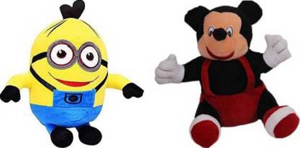 Nihan Enterprises Cute Micky Soft Toy - 26 Cm (Multicolor) And Despicable Me Buddies-Soft Huggable Friends-Minion 26Cm (Combo Soft Toys Teddy Bear) - 26 Cm  (Multicolor)  - 26 cm