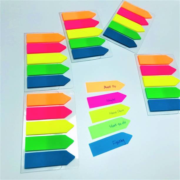 Peeplvalue Vibrant colour 25 Sheets Plastic Sticky notes, 5 Colors