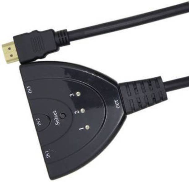 Lasmo TV-out Cable 3 Port HDMI 4K Switch Splitter with Pigtail Cable for 4K 3D HD 1080P