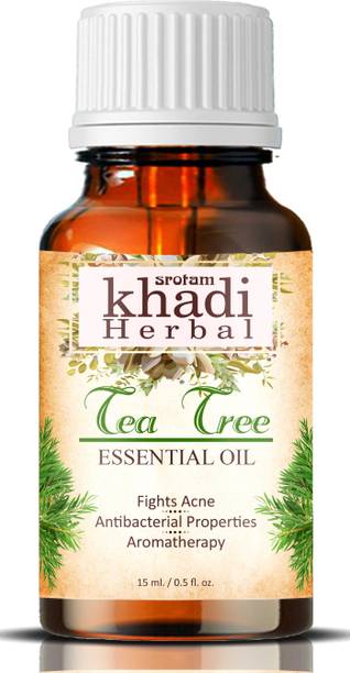 Srotam Khadi Herbal Tea Tree Essential Oil for Healthy Skin, Face, Hair And Acne Care,100% Natural, Pure And Organic Essential Oil - (Pack of 1)