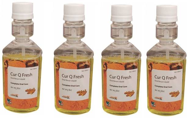 BSA PHARMA CUR-Q-FRESH-CURCUMIN MOUTH WASH Pack Of 4 - Mint, Tusli, clove oil, curcumin