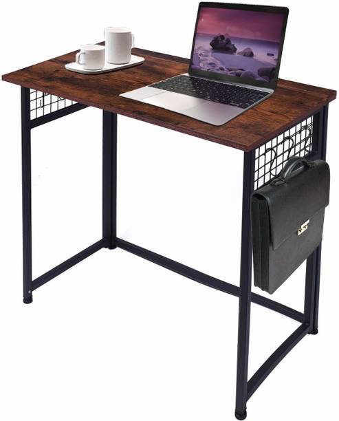 PRITI Computer Desk, Dark Brown Simple Space-Saving Home Office Desk, Computer Table, Laptop Table, Writing Desk, Compact Study Reading Table, Foldable Computer Desk Engineered Wood Study Table