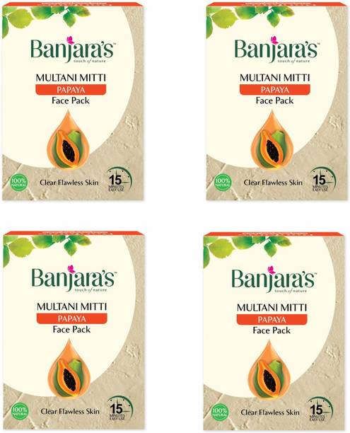Banjaras Multani Mitti Papaya Face Pack- 4 X 100 G Packs