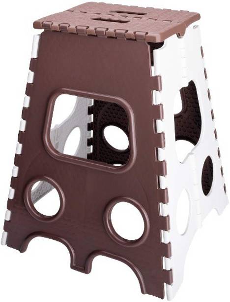 Whizzo 20 Inches Super Strong Folding Step Stool for Adults and Kids, Kitchen Stepping Stools, Garden Step Stool Kitchen Stool (Brown & Ivory) Living & Bedroom Stool