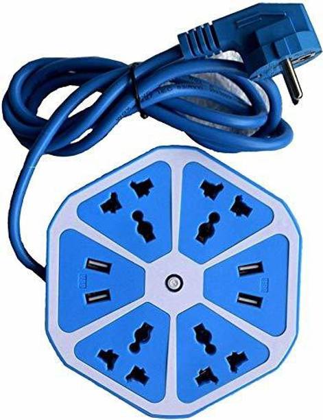 MOBONE 1.3M Hexagon Socket Extension board 4 USB charging point+Power Cube Socket EU Plug 4 Adapter with 1.3m Cable Multi Switch Socket 3.1 Mbps Data Card ,Calls not Supported