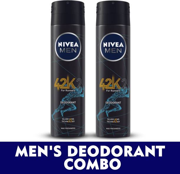 NIVEA MEN Deodorant Combo, 42k, | with Silver Ions Technology for Max Freshness | Reduces up to 99.9% Odour-causing Bacteria 150 ml each Deodorant Spray  -  For Men