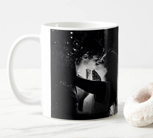 V Kraft ''happy kiss day my love" valentine special love quote printed trendy white Ceramic love with Handle-Perfect Gift to Anyone On Any Occasion valentine special for loved once | Coffee & Tea Cup | Pack of 1 Ceramic Coffee Mug