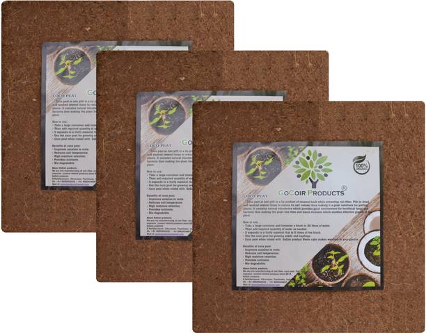 GoCoir Products Cocopeat (pack of 3 * 5 kg blocks) Coir pith Soil manure for kitchen and terrace gardening. Potting Mixture