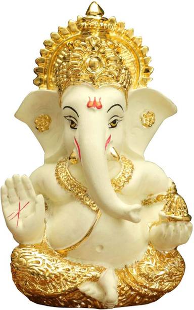 RP Collections RP Collections ganesh for car dashboard Gold plated off White Mukut Ganesha ()/ Ganesha online/ God ganesh idol/ Gold plated Ganesha/ Car ganesh/ Vinayagar/ Car dashboard ganesha/ Ganesh Murti/ Decorative Showpiece - 9 cm (Ceramic, Gold) Decorative Showpiece - 9 cm (Ceramic, Gold, White) (Ceramic, Gold) Decorative Showpiece  -  9 cm