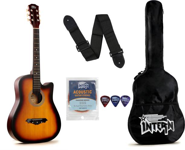 intern INT-38C-SB Acoustic Guitar Linden Wood Rosewood Right Hand Orientation