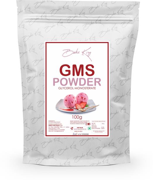 Bake King GMS Powder (Glycerol Monostearate) 100G for Ice Creams, Food Grade, GMS Powder for Making Soft, Smooth and Creamy, Anti Caking and Instant Cake Premixes, GMS Powder 100G Glycerol Monostearate (GMS) Powder