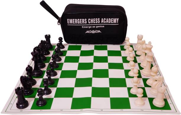 Emergers Chess Academy 17'' X 17'' Vinyl Tournament Chess Set with Carry Bag Strategy & War Games Board Game