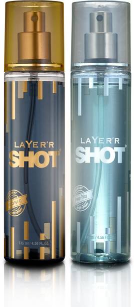 LAYER'R Shot Gold Iconic Fragrant Body Spray 135ml & Shot Power Play Fragrant Body Spray 135ml Body Spray  -  For Men