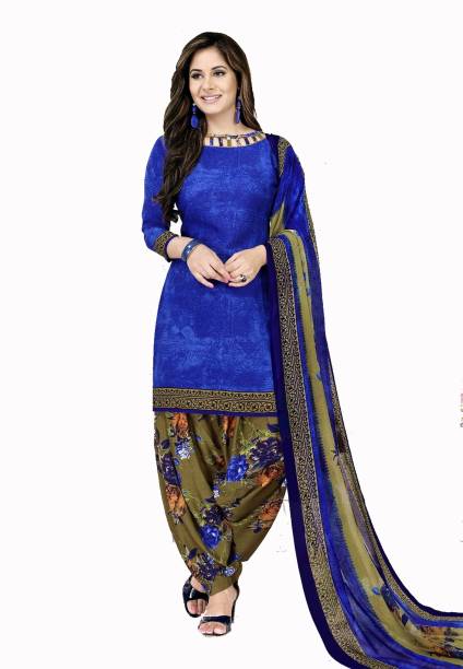 Unstitched Crepe Salwar Suit Material Printed Price in India