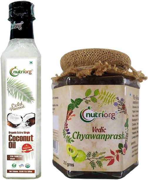 Nutriorg Certified Organic Extra Virgin Coconut Oil with Vedic Chyawanprash Combo