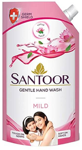Santoor Lotus & Tulsi Mild Gentle Hand Wash 750 ml pack of 2 pc Hand Wash Pouch