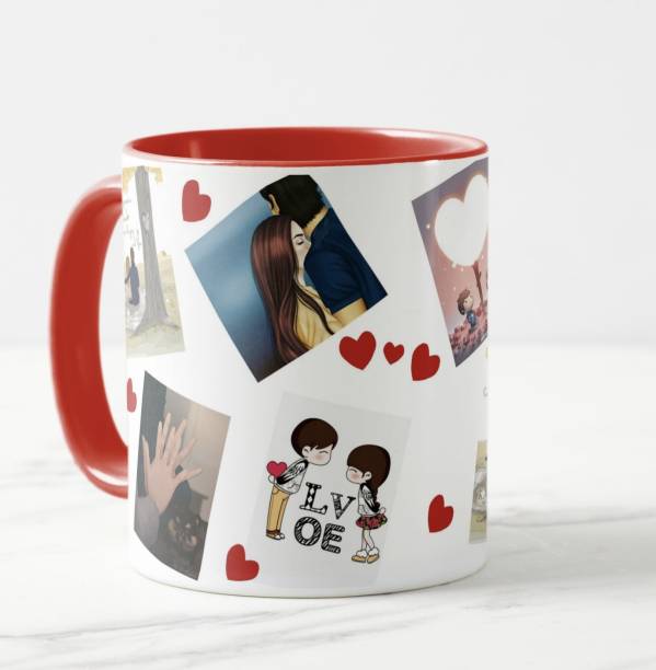V Kraft you and me forever the love collage red 3 tone red 3 tone" love quote printed trendy white Ceramic love with Handle-Perfect Gift to Anyone On Any Occasion valentine special for loved once | Coffee & Tea Cup | Pack of 1 Ceramic Coffee Mug