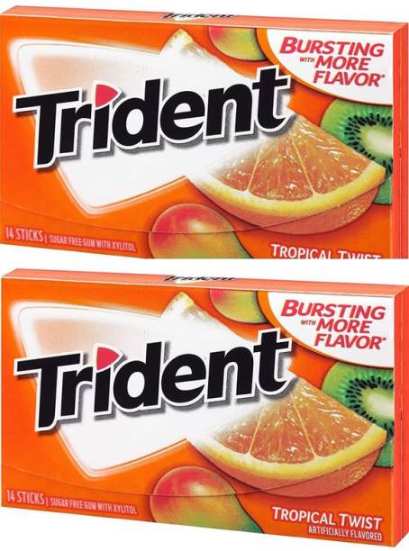 SurpriseForU TRIDENT Tropical Twist Imported Sugar Free Gum , 14 Sticks Tropical Twist Chewing Gum