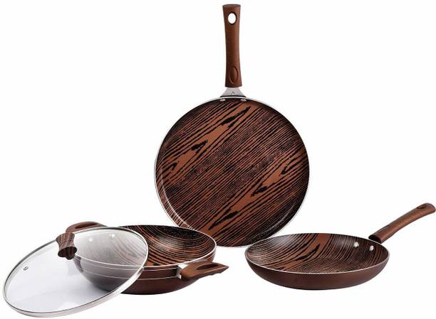 cello Three Pcs Induction Base Non-Stick Cookware Set (Woody Induction Bottom Non-Stick Coated Cookware Set