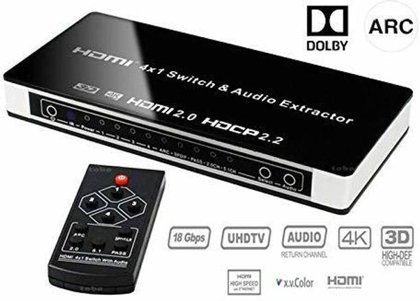 microware HDMI 2.0 4x1 Commutateur Sélecteur 4 In 1 Out Converter Audio Extractor 3D 4K HDCP 2.2 Media Streaming Device