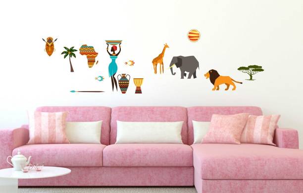 WALLDECORS 204.978 cm UNIQUE IMAGES WITH ANIMAL STICKER Self Adhesive Sticker