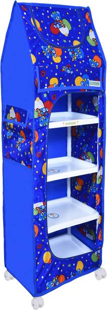 FLIPZON Baby 5 Shelve Unbreakable Material PVC Collapsible Wardrobe