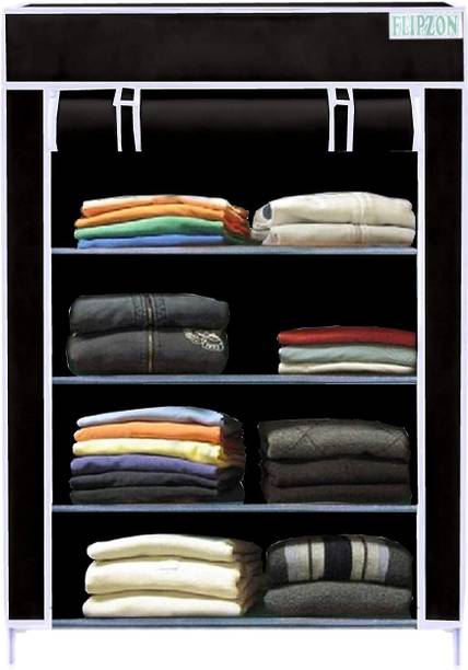 FLIPZON Multipurpose Storage Rack, 4 Layer PP Collapsible Wardrobe