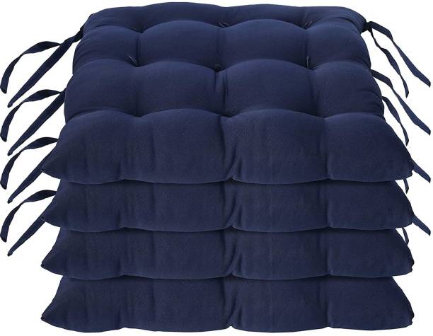 SSKWORLD Microfibre Solid Chair Pad Pack of 4