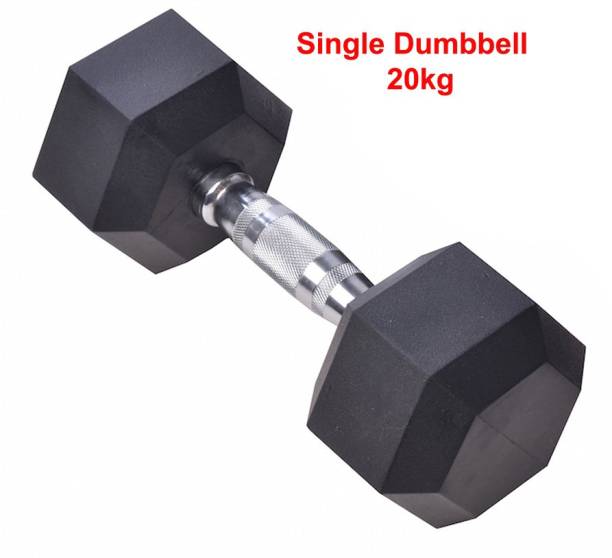 L'AVENIR FITNESS 20kg(Single Pc.) Professional HEXAGONAL Rubber Dumbbell for Heavy Work-Out Fixed Weight Dumbbell