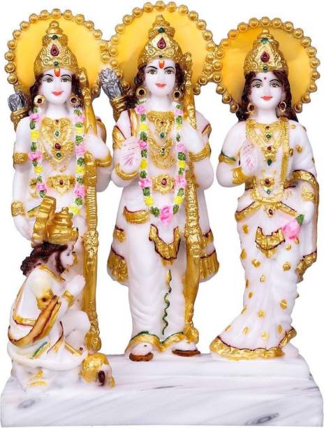 FABZONE Marble Lord Ram Darbar Idol God Ram,Laxman,Sita & Hanuman Darbar Statue Decorative Showpiece  -  25.5 cm