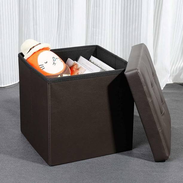 Maison & Cuisine Portable & Foldable Storage Stool for Living Room 38x38x38cm (731) Brown Stool