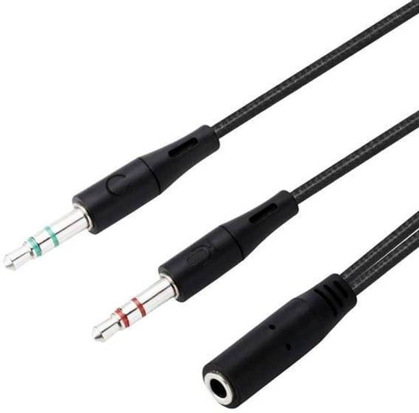 EKAAZ 3.5mm Audio Conversion Line 2 Male to 1 Female AUX Cord Two in One Computer Headset Microphone Cable 18cm Power Meter for Cables