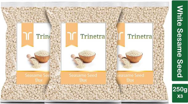 Trinetra Best Quality Raw Safed Til (White Sesame Seeds)-250gm (Pack Of 3) Sesame Seeds