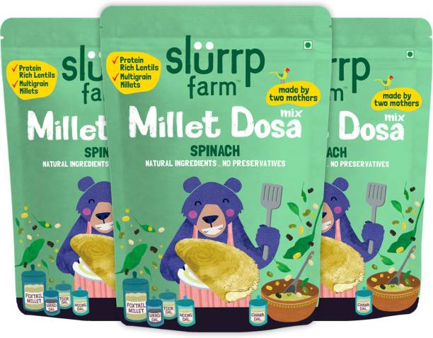 Slurrp Farm High Protein Millet Dosa Instant Mix, Supergrains and Spinach, Natural and Healthy Food, 150g each (Pack of 3) 450 g