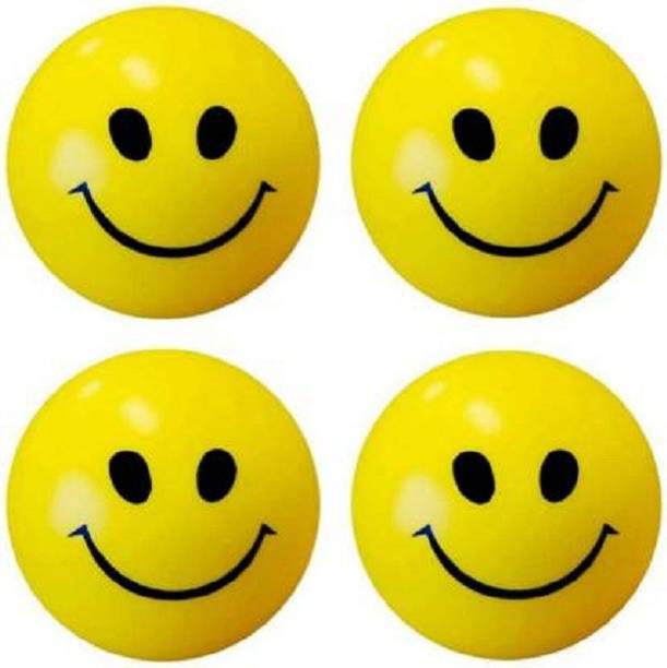 FLYmart Smiley Face Squeeze Stress relief Ball | Soft ball Stress Relieve Squeeze Balls Yellow |Toy for Kids and Adults for Stress Relief and Playing ( pack of 4) - 7 CM  - 7 cm