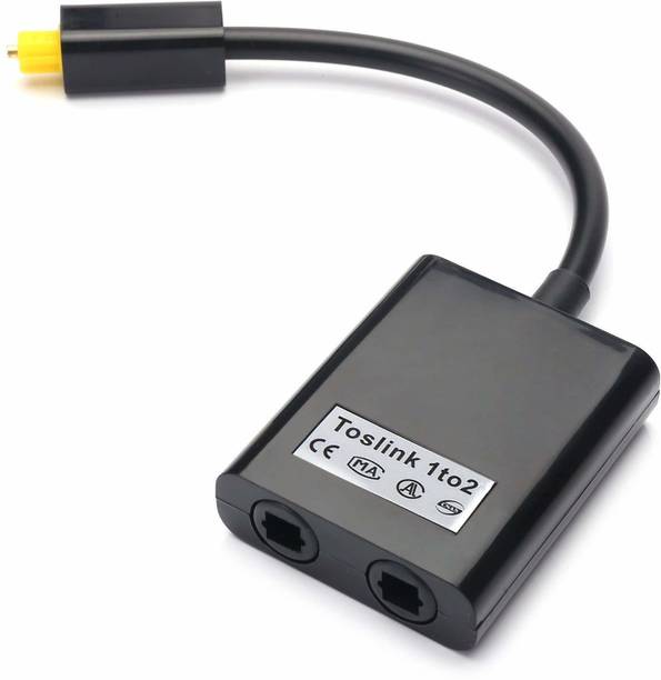 LipiWorld Black Digital Optical Audio Splitter 1 Male in 2 Female Out Toslink Audio Splitter Fiber Optical Cable Splitter Phone Converter