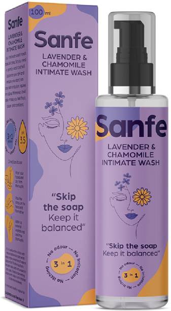 Sanfe Natural Intimate Wash, 3 in 1 - No Odour, No Itching, No Irritation - Lavender & Chamomile Intimate Wash