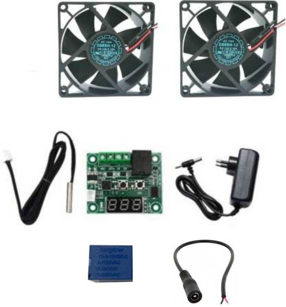 TechSupreme Best Combo For Diy Incubator W1209 + 12v 2Amp Adapter + 2 Piece 3 inch fan + 12V DC Power 5 Pin Relay + DC Female power connector plug jack For 12v adapter Female power connector Temperature Sensor and Controller Electronic Hobby Kit