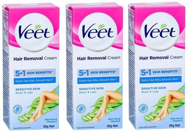 Veet Silk and Fresh Hair Removal - Sensitive Skin- 3 x 30 g Packs Cream