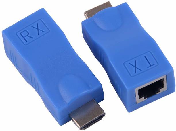 viaxos 2Pcs Hdmi Extender to RJ45 LAN Network Extension TX RX Cat5e CAT6 Lan Adapter Wired Ethernet Lan Adapter compatible with Windows, Linux, Mac