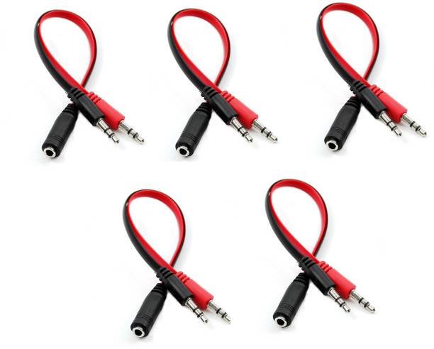 LipiWorld Red 3.5mm Headphone Earphone Mic Audio Y Splitter Cable for PC Laptop 3.5mm Audio Cable 2 Male to 1 Female Phone Converter