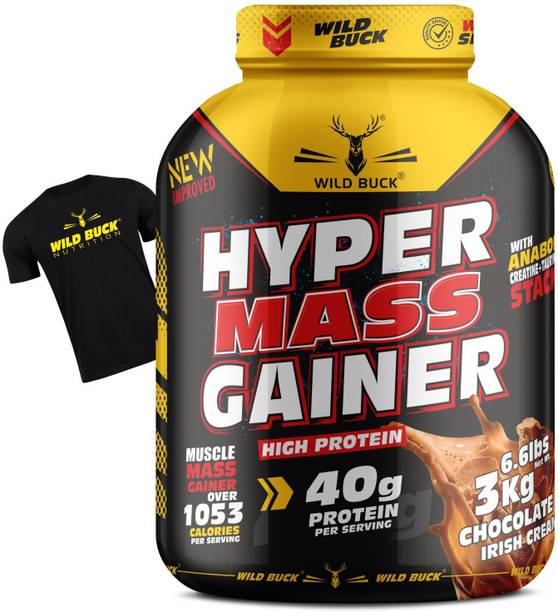 WILD BUCK Hyper Mass Gainer With Power Of Creatine, Taurine For Hardcore Muscle Growth Weight Gainers/Mass Gainers