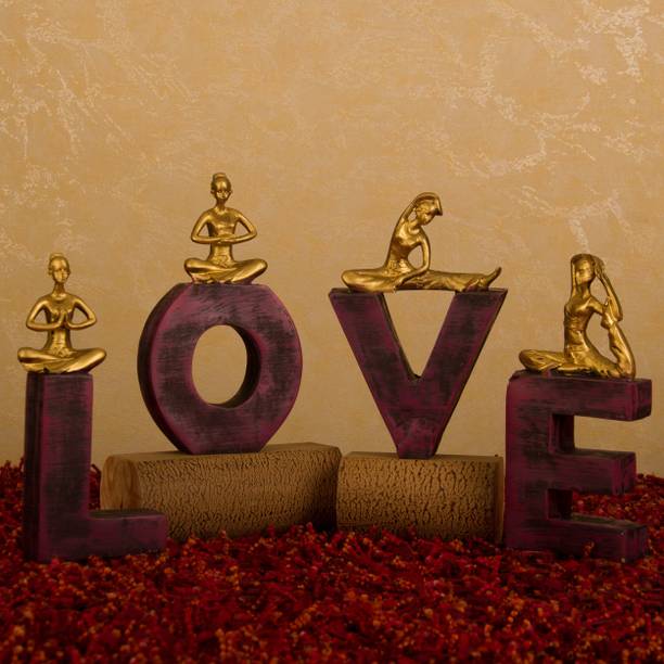 TIED RIBBONS Decorative Showpiece Love Sign Symbol With Attach Yoga Lady Decorative Showpiece  -  22.5 cm