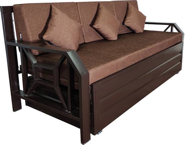 ROYAL METAL FURNITURE Queen Size 3 Seater Double Metal Pull Out Sofa Cum Bed