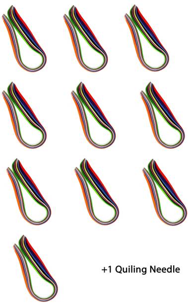 KHUSHA CREATIONS Quilling Kit (10 Packets Of Multicolor Quilling Strips Of 3mm Total 1000 strips approx. With Quilling Needle )
