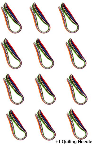 KHUSHA CREATIONS Quilling Kit ( Multicolor Quilling Strips Of 3mm 12 Packets Total ;1200 strips approx. With Quilling Needle )
