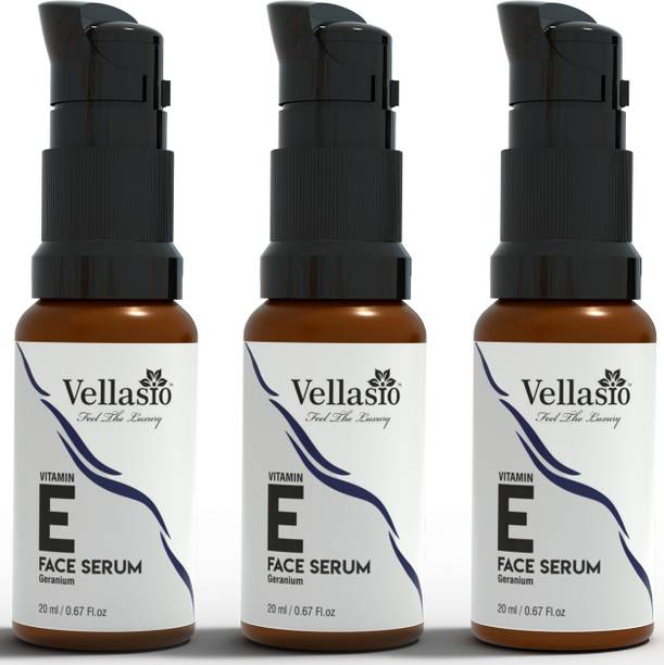 vellasio Premium Vitamin E Face Serum oil With Geranium Reduce Hyperventilation Wrinkle Free & Glow Skin large pack of 3