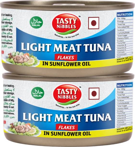 Tasty Nibbles Light Meat Tuna Flakes in Sunflower Oil, 185g x 2 Sea Foods