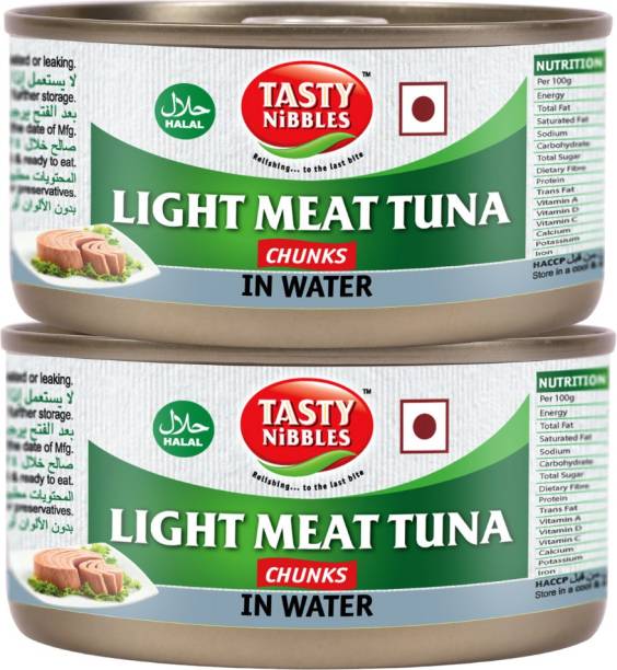 Tasty Nibbles Light Meat Tuna Chunks in Water, 185g x 2 Sea Foods